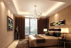 Bedroom interior with brown ceiling photo