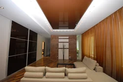 Bedroom interior with brown ceiling photo