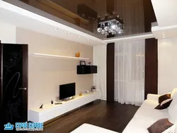 Bedroom interior with brown ceiling photo