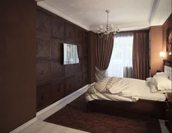 Bedroom Interior With Brown Ceiling Photo