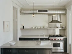 Kitchen interior with hood in the closet