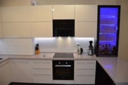 Kitchen interior with hood in the closet