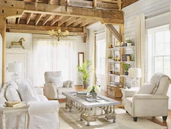 Living room wooden house in Provence style photo