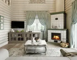 Living room wooden house in Provence style photo