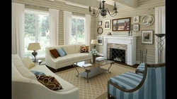 Living room wooden house in Provence style photo