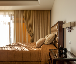 Beige bedroom which curtains are suitable photo