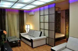 How to divide a room into a bedroom and a living room with a partition photo