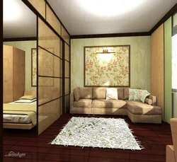 How to divide a room into a bedroom and a living room with a partition photo