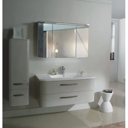 Hanging cabinets in the bathroom with a sink photo
