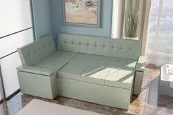 Oshxonaning ichki qismidagi fotosurat uchun burchakli divan