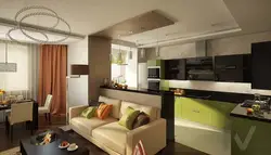 Kitchen Living Room Design 36 Sq.M. Photo