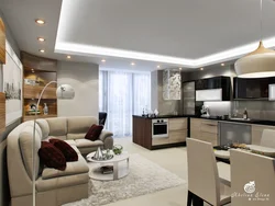 Kitchen living room design 36 sq.m. photo