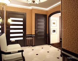 Hallway interior with brown doors photo