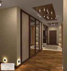 Hallway interior with brown doors photo