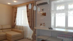 Design living room and kitchen in one room with one window