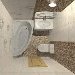 Бұрыштық ваннасы бар ваннаның дизайны 3 ш.м.