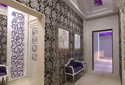 Flower wallpaper in the hallway interior