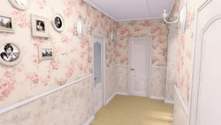 Flower wallpaper in the hallway interior