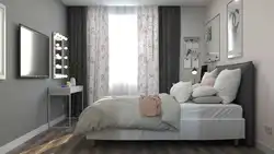 Интерьердегі жатын бөлмесіндегі перделер ақ тұсқағаздар