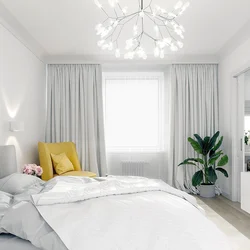 Curtains In The Bedroom In The Interior White Wallpaper