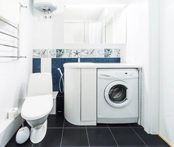 Design of a small bathroom with toilet and washing machine