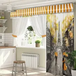 Curtain design for a modern style kitchen with a balcony