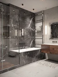 Bathroom design with marble tile shower