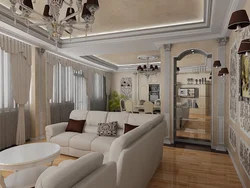 Interior Of A Kitchen Living Room In A House In A Classic Style