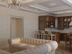 Интерьер Кухни Гостиной В Доме В Классическом Стиле