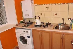 Дизайн кухни с газовой колонкой и стиральной машиной