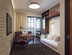 Interior of a room with a balcony in an apartment photo