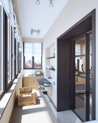 Interior of a room with a balcony in an apartment photo