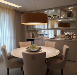 Photo interior of a small kitchen with a round table