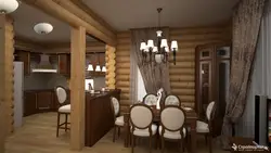 Бөрене үйдегі ас үйдегі қонақ бөлмесі фото