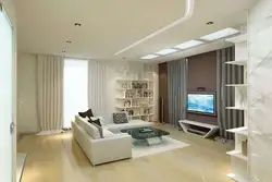 Living room design with two windows and stairs