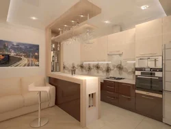 Kitchen living room in beige tones photo