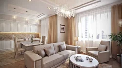 Kitchen living room in beige tones photo
