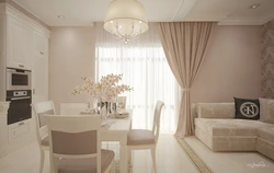 Kitchen living room in beige tones photo