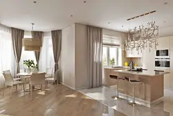 Kitchen living room in beige tones photo