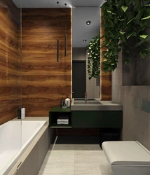 Ванна бөлмесінің интерьер дизайны ағаштан жасалған