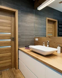 Bathroom interior design with wood