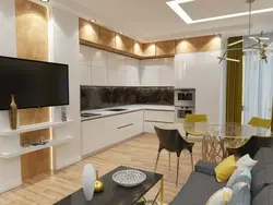 Kitchen interior 20 sq m in modern style