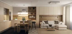 Kitchen interior 20 sq m in modern style