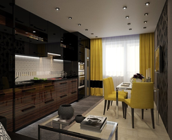 Kitchen interior 20 sq m in modern style