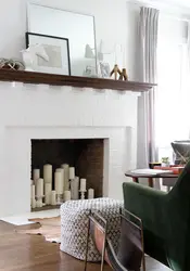 Artificial fireplace in the interior of the apartment