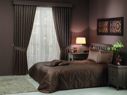 Brown Curtains In The Interior Of The Apartment