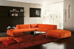 Living room red sofa photo