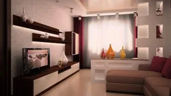Interior of a hall 16 sq m photo in an apartment with a balcony
