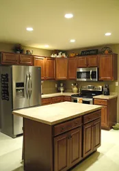 Light on the ceiling in the kitchen interior