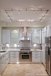 Light on the ceiling in the kitchen interior